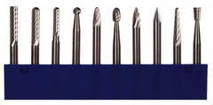 M.A. Ford - 10 Piece, 1/8" Shank Burr Set - Tungsten Carbide, Multiple Head Shape - Strong Tooling