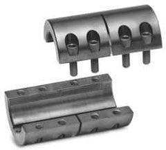 Climax Metal Products - 35mm Inside x 67mm Outside Diam, Metric Two Piece Clamping Rigid Coupling with Keyway - 95mm Long x 10mm Keyway Width x 3.3mm Keyway Depth - Strong Tooling