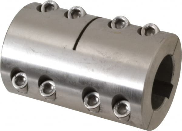 Climax Metal Products - 30mm Inside x 53mm Outside Diam, Metric Two Piece Clamping Rigid Coupling with Keyway - 83mm Long x 10mm Keyway Width x 3.3mm Keyway Depth - Strong Tooling