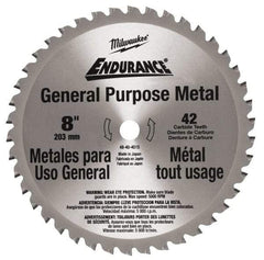 Milwaukee Tool - 8" Diam, 42 Tooth Wet & Dry Cut Saw Blade - Carbide-Tipped, Standard Round Arbor - Strong Tooling