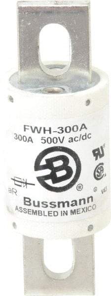 Cooper Bussmann - 500 VAC/VDC, 300 Amp, Fast-Acting Semiconductor/High Speed Fuse - Bolt-on Mount, 4-11/32" OAL, 200 (RMS Symmetrical), 50 at DC kA Rating, 1-1/2" Diam - Strong Tooling