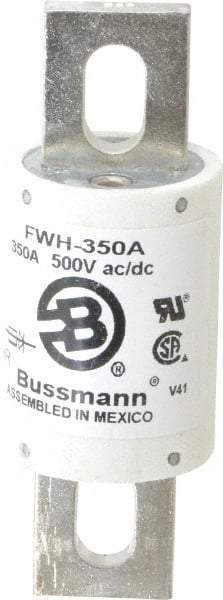 Cooper Bussmann - 500 VAC/VDC, 350 Amp, Fast-Acting Semiconductor/High Speed Fuse - Bolt-on Mount, 4-11/32" OAL, 200 (RMS Symmetrical), 50 at DC kA Rating, 1-1/2" Diam - Strong Tooling