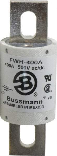 Cooper Bussmann - 500 VAC/VDC, 400 Amp, Fast-Acting Semiconductor/High Speed Fuse - Bolt-on Mount, 4-11/32" OAL, 200 (RMS Symmetrical), 50 at DC kA Rating, 1-1/2" Diam - Strong Tooling