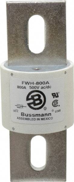 Cooper Bussmann - 500 VAC/VDC, 800 Amp, Fast-Acting Semiconductor/High Speed Fuse - Bolt-on Mount, 6-15/32" OAL, 200 (RMS Symmetrical), 50 at DC kA Rating, 2-1/2" Diam - Strong Tooling