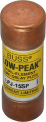 Cooper Bussmann - 300 VDC, 600 VAC, 15 Amp, Time Delay General Purpose Fuse - Fuse Holder Mount, 2-1/4" OAL, 100 at DC, 300 at AC (RMS) kA Rating, 13/16" Diam - Strong Tooling