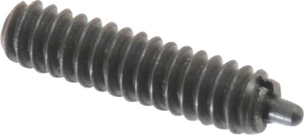 Gibraltar - 6-32, 17/32" Thread Length, 1/16" Plunger Projection, Steel Threaded Spring Plunger - 0.045" Max Plunger Diam, 17/32" Plunger Length, 0.5 Lb Init End Force, 1.5 Lb Final End Force - Strong Tooling