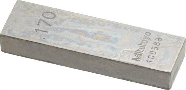 Mitutoyo - 0.17" Rectangular Steel Gage Block - Accuracy Grade 0, Includes Certificate of Inspection - Strong Tooling