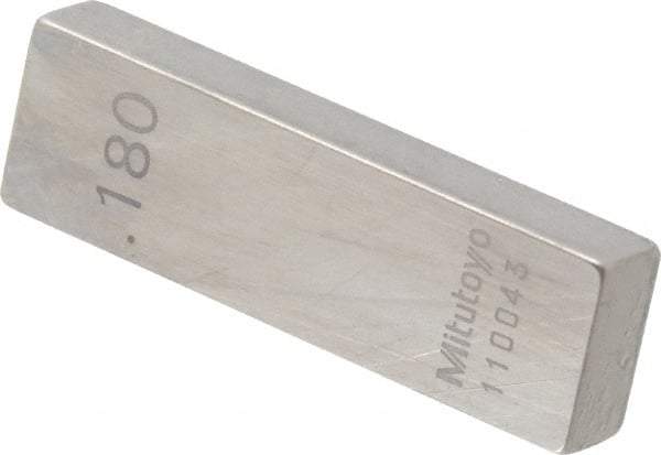 Mitutoyo - 0.18" Rectangular Steel Gage Block - Accuracy Grade 0, Includes Certificate of Inspection - Strong Tooling