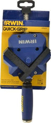 Irwin - Fixed Angle, 2 Axes, 2-3/8" Jaw Height, 3" Max Capacity, Angle & Corner Clamp - 90° Clamping Angle, 3" Throat Depth - Strong Tooling