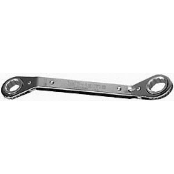 Williams - 1/4 x 5/16", 12 Point, Chrome Finish, Double End, Reversible Ratcheting Offset Box Wrench - Exact Industrial Supply