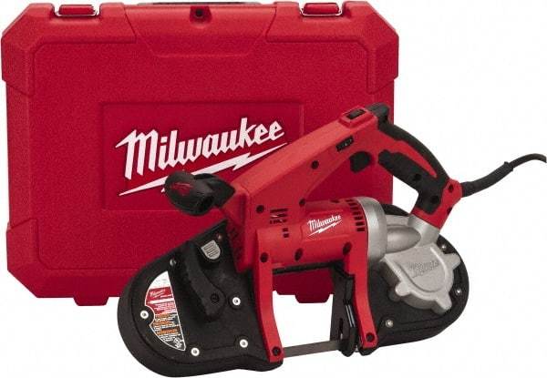 Milwaukee Tool - 120 Volt, Electric Handheld Bandsaw - 8 Ft. Cord Length, 3-1/4 Inch (Round) and 3-1/4 x 3-1/4 Inch (Rectangular) Depth of Cut, 200 and 360 SFPM, 7 Amp - Strong Tooling