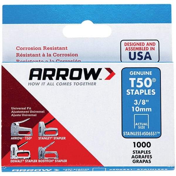 Arrow - 3/8" Wide Stainless Steel Heavy-Duty Staples - 3/8" Leg Length - Strong Tooling