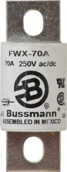 Cooper Bussmann - 250 VAC/VDC, 70 Amp, Fast-Acting Semiconductor/High Speed Fuse - Stud Mount Mount, 3.13" OAL, 200 (RMS), 50 at DC kA Rating, 1.22" Diam - Strong Tooling