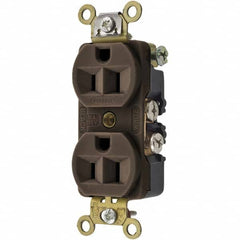 Hubbell Wiring Device-Kellems - 125V 15A NEMA 5-15R Industrial Grade Brown Straight Blade Duplex Receptacle - Strong Tooling