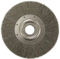 Weiler - 12" OD, 2" Arbor Hole, Crimped Steel Wheel Brush - 2" Face Width, 2-7/8" Trim Length, 0.02" Filament Diam, 3,000 RPM - Strong Tooling