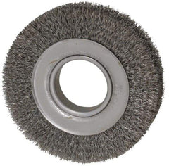 Weiler - 6" OD, 2" Arbor Hole, Crimped Steel Wheel Brush - 1" Face Width, 1-1/8" Trim Length, 0.0118" Filament Diam, 6,000 RPM - Strong Tooling