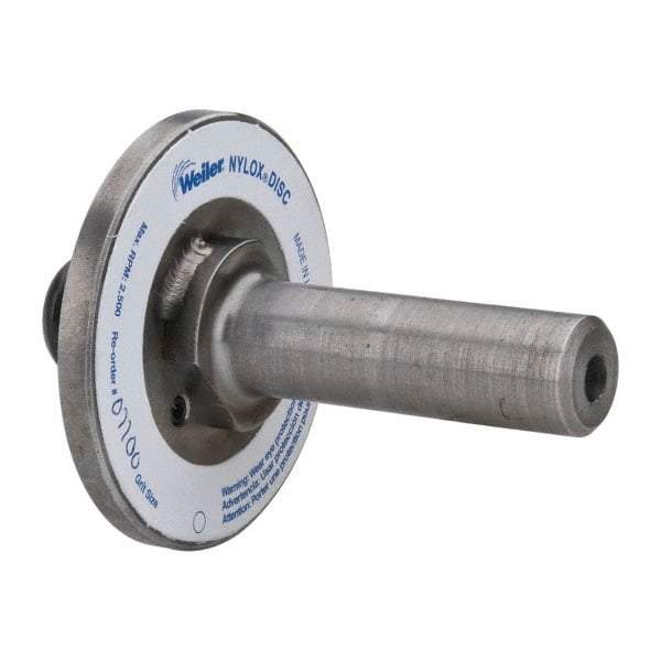Weiler - 7/8" Arbor Hole to 3/4" Shank Diam Drive Arbor - For 3, 4 & 5" Weiler Disc Brushes, Attached Spindle, Flow Through Spindle - Strong Tooling