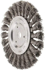 Weiler - 6" OD, 5/8" Arbor Hole, Knotted Steel Wheel Brush - 1/2" Face Width, 1-3/8" Trim Length, 0.023" Filament Diam, 9,000 RPM - Strong Tooling