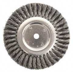 Weiler - 12" OD, 2" Arbor Hole, Knotted Steel Wheel Brush - 1-1/4" Face Width, 2-3/4" Trim Length, 0.023" Filament Diam, 3,600 RPM - Strong Tooling