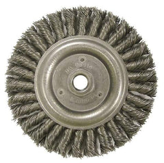 Weiler - 6" OD, 5/8-11 Arbor Hole, Knotted Steel Wheel Brush - 1/2" Face Width, 1-1/4" Trim Length, 0.023" Filament Diam, 12,500 RPM - Strong Tooling