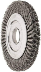 Weiler - 10" OD, 2" Arbor Hole, Knotted Steel Wheel Brush - 1-1/4" Face Width, 1-3/4" Trim Length, 0.023" Filament Diam, 4,500 RPM - Strong Tooling