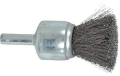 Weiler - 3/4" Brush Diam, Crimped, End Brush - 1/4" Diam Steel Shank, 22,000 Max RPM - Strong Tooling