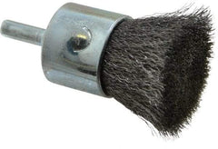 Weiler - 1" Brush Diam, Crimped, End Brush - 1/4" Diam Steel Shank, 22,000 Max RPM - Strong Tooling