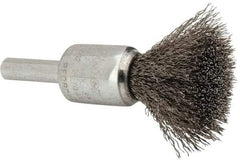 Weiler - 1/2" Brush Diam, Crimped, End Brush - 1/4" Diam Steel Shank, 25,000 Max RPM - Strong Tooling