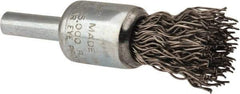 Weiler - 1/2" Brush Diam, Crimped, End Brush - 1/4" Diam Steel Shank, 25,000 Max RPM - Strong Tooling