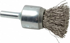 Weiler - 3/4" Brush Diam, Crimped, End Brush - 1/4" Diam Steel Shank, 22,000 Max RPM - Strong Tooling