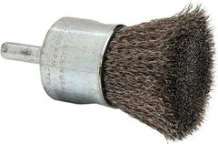 Weiler - 1" Brush Diam, Crimped, End Brush - 1/4" Diam Steel Shank, 22,000 Max RPM - Strong Tooling