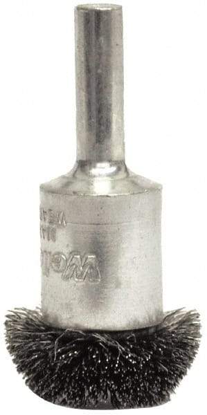 Weiler - 1" Brush Diam, Crimped, Flared End Brush - 1/4" Diam Shank, 25,000 Max RPM - Strong Tooling