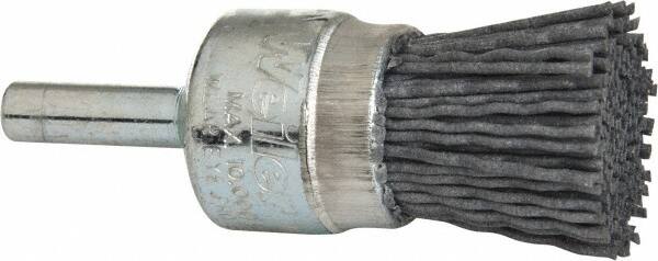 Weiler - 180 Grit, 3/4" Brush Diam, Crimped, End Brush - Very Fine Grade, 1/4" Diam Shank, 10,000 Max RPM - Strong Tooling