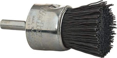 Weiler - 320 Grit, 1" Brush Diam, Crimped, End Brush - Extra Fine Grade, 1/4" Diam Shank, 10,000 Max RPM - Strong Tooling