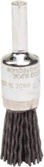 Weiler - 120 Grit, 1/2" Brush Diam, Crimped, End Brush - Fine Grade, 1/4" Diam Shank, 10,000 Max RPM - Strong Tooling