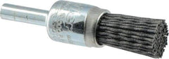 Weiler - 180 Grit, 1/2" Brush Diam, Crimped, End Brush - Very Fine Grade, 1/4" Diam Shank, 10,000 Max RPM - Strong Tooling