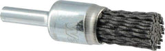 Weiler - 120 Grit, 1/2" Brush Diam, Crimped, End Brush - Fine Grade, 1/4" Diam Shank, 10,000 Max RPM - Strong Tooling