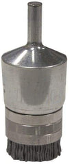 Weiler - 180 Grit, 1" Brush Diam, Crimped, End Brush - Very Fine Grade, 1/4" Diam Shank, 10,000 Max RPM - Strong Tooling