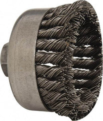 Weiler - 4" Diam, 5/8-11 Threaded Arbor, Steel Fill Cup Brush - 0.035 Wire Diam, 1-1/4" Trim Length, 9,000 Max RPM - Strong Tooling