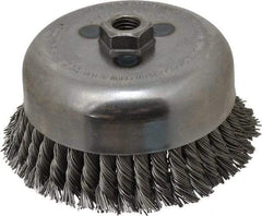 Weiler - 6" Diam, 5/8-11 Threaded Arbor, Steel Fill Cup Brush - 0.035 Wire Diam, 1-3/8" Trim Length, 6,600 Max RPM - Strong Tooling