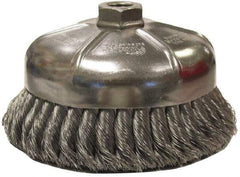 Weiler - 2-3/4" Diam, 3/8-24 Threaded Arbor, Steel Fill Cup Brush - 0.014 Wire Diam, 1" Trim Length, 14,000 Max RPM - Strong Tooling