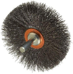 Weiler - 3" OD, 1/4" Shank Diam, Crimped Steel Wheel Brush - 1/2" Face Width, 1" Trim Length, 0.008" Filament Diam, 20,000 RPM - Strong Tooling