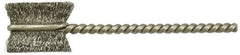 Weiler - 1-1/8" Diam Helical Stainless Steel Tube Brush - 0.008" Filament Diam, 1" Brush Length, 3-1/2" OAL, 1/4" Diam Stainless Steel Shank - Strong Tooling