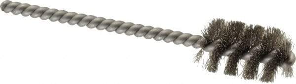 Weiler - 5/8" Diam Helical Stainless Steel Tube Brush - 0.005" Filament Diam, 1" Brush Length, 3-1/2" OAL, 3/16" Diam Stainless Steel Shank - Strong Tooling