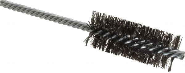 Weiler - 1" Diam Helical Steel Tube Brush - Double Spiral, 0.0104" Filament Diam, 2-1/2" Brush Length, 5-1/2" OAL, 1/4" Diam Shank - Strong Tooling