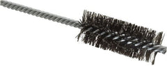 Weiler - 1" Diam Helical Steel Tube Brush - Double Spiral, 0.0104" Filament Diam, 2-1/2" Brush Length, 5-1/2" OAL, 1/4" Diam Shank - Strong Tooling