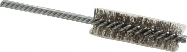 Weiler - 3/4" Diam Helical Stainless Steel Tube Brush - Double Spiral, 0.0104" Filament Diam, 2-1/2" Brush Length, 5-1/2" OAL, 1/4" Diam Shank - Strong Tooling