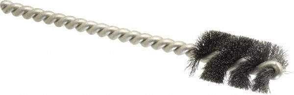 Weiler - 9/16" Diam Helical Steel Tube Brush - 0.005" Filament Diam, 1" Brush Length, 3-1/2" OAL, 3/16" Diam Stainless Steel Shank - Strong Tooling