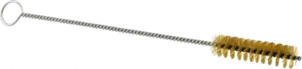 Weiler - 2" Long x 1/2" Diam Brass Hand Tube Brush - Single Spiral, 8" OAL, 0.004" Wire Diam, 1/8" Shank Diam - Strong Tooling
