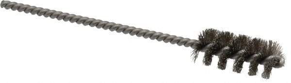 Weiler - 7/16" Diam Helical Stainless Steel Tube Brush - 0.005" Filament Diam, 1" Brush Length, 3-1/2" OAL, 1/8" Diam Stainless Steel Shank - Strong Tooling